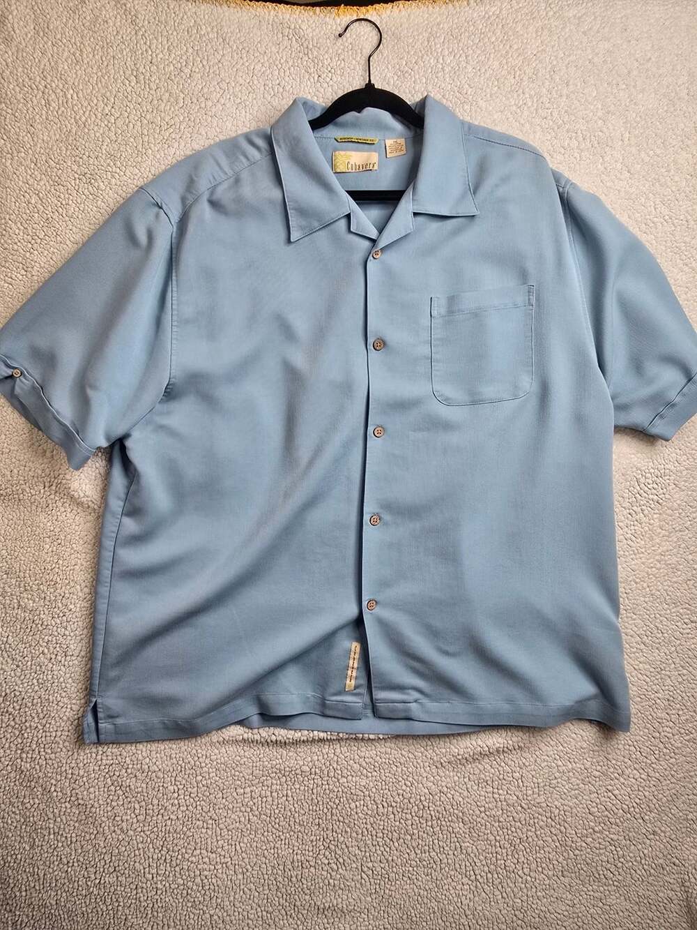 Cubavera Men's Light Blue Short Sleeve Camp Shirt Button Down Herencia Heritage